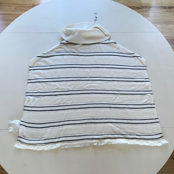 NWT TALBOTS COWL NECK SWEATER STRIPE PONCHO - Picture 4 of 13